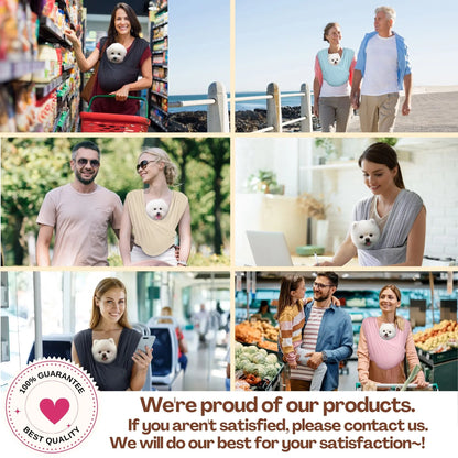 Anccoplus Flexible Pet Sling Carrier - Front Facing, Cat Sling, Hands-Free, Soft Premium Cotton, Reduces Back Stress, Safe for Small Pets