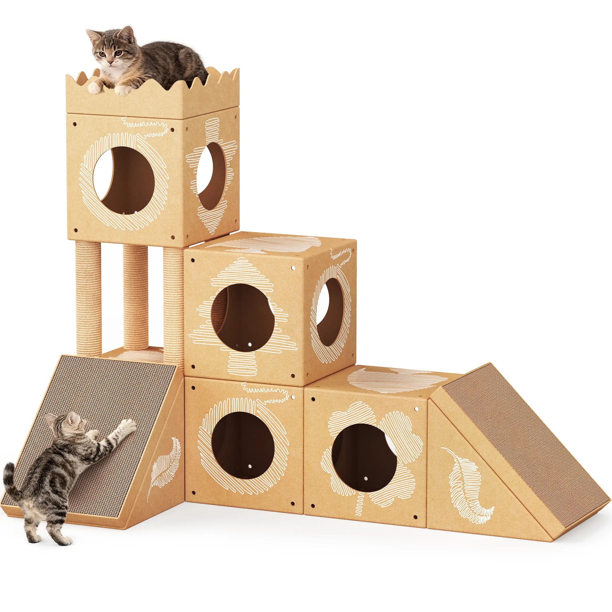 Heavy-duty cardboard cat tree for indoor cats
