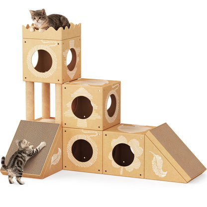 Heavy-duty cardboard cat tree for indoor cats