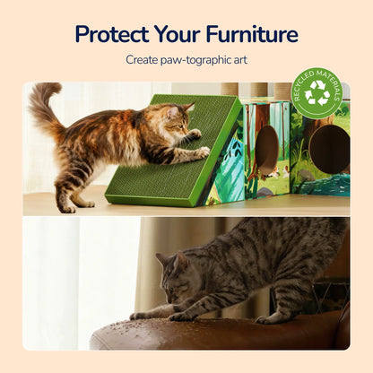 Palnests Cat Trees Tower, 3-In-1 Multi-Level Cat Tree Tower with Scratching Posts, Scratching Board, Tunnel & Playhouse for Kittens & Medium Cats, DIY & Recyclable